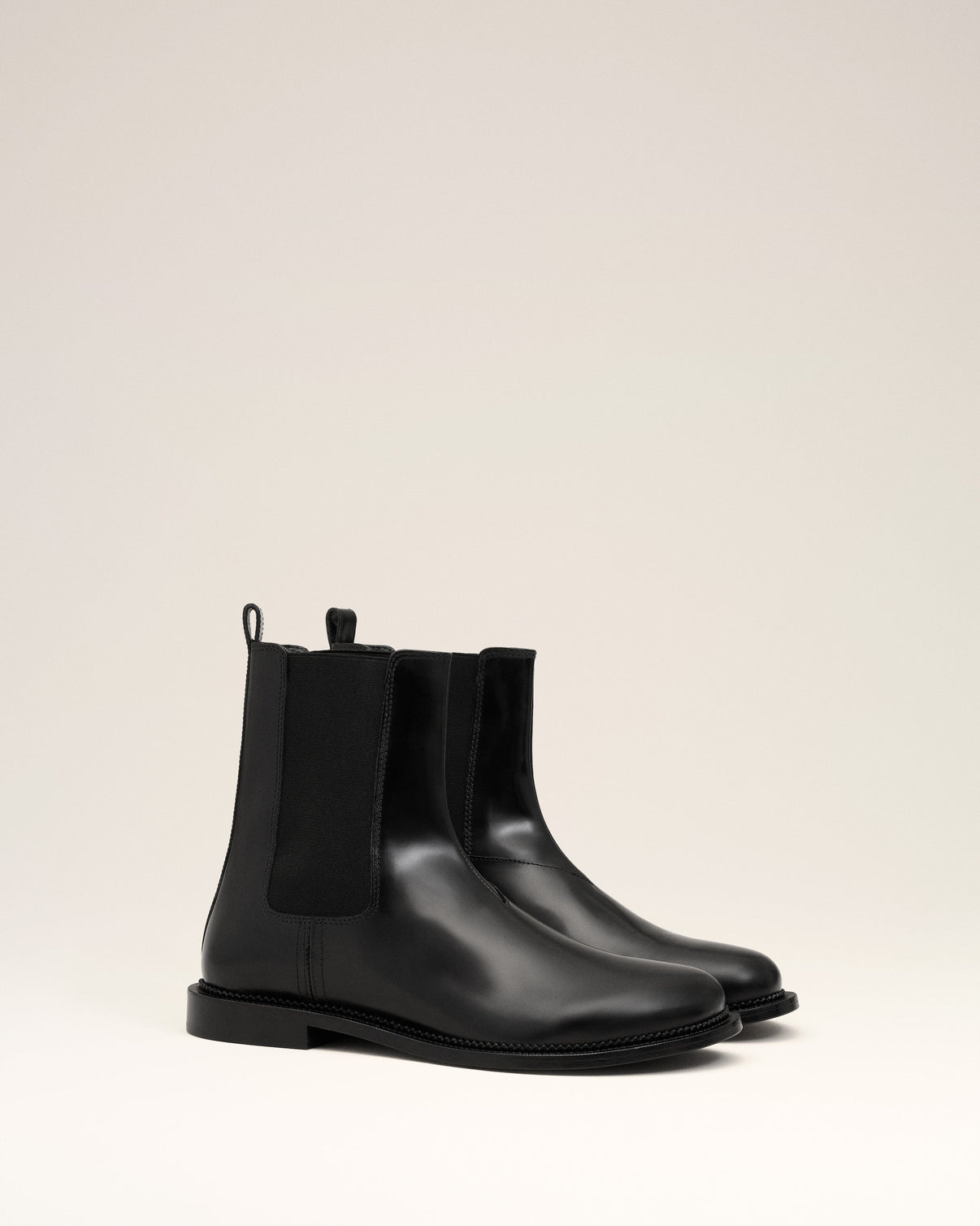 Black Leather Anatomical Toe Chelsea Boots