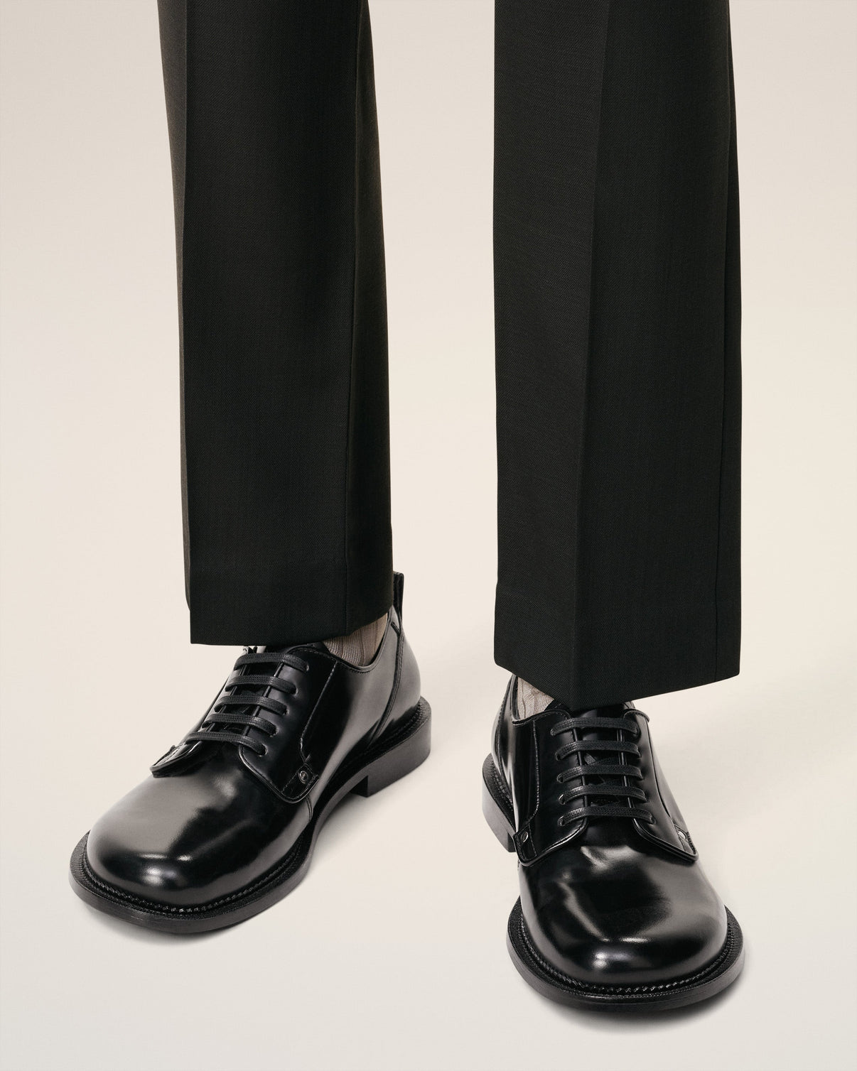 Black Leather Anatomical Toe Derbies