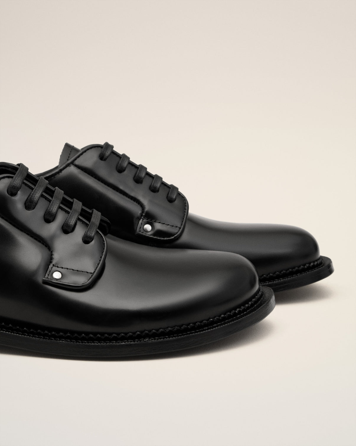 Black Leather Anatomical Toe Derbies