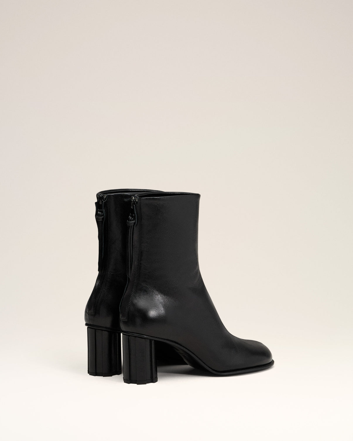 Black Leather Anatomical-toe Piano Boots