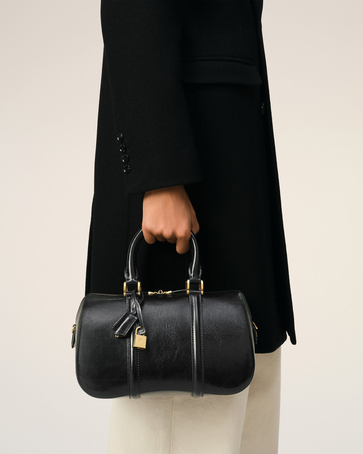 Black Leather Boston Bag