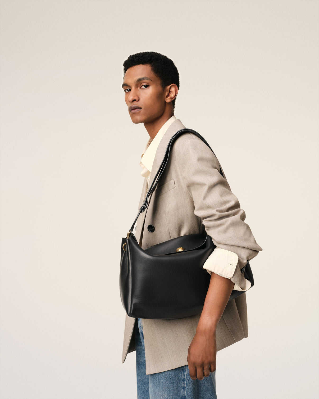 Black Leather Large Carrousel Bag