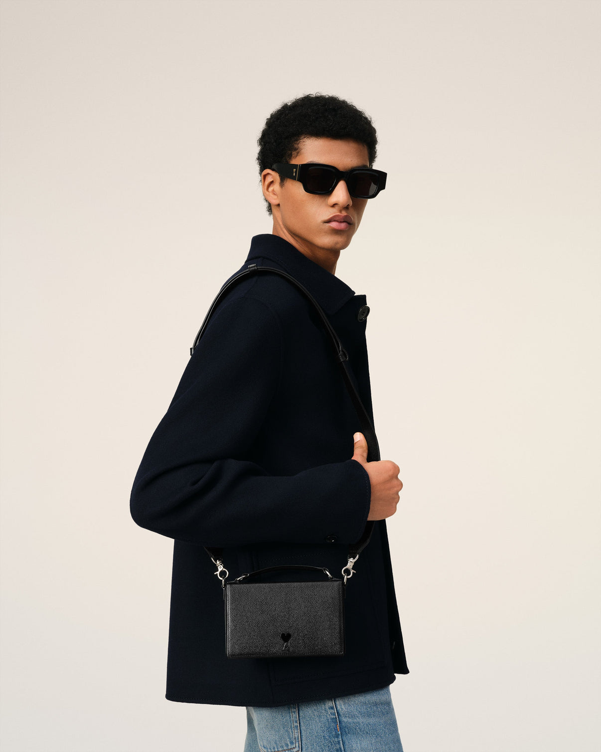 Black Leather Lunch Box Bag