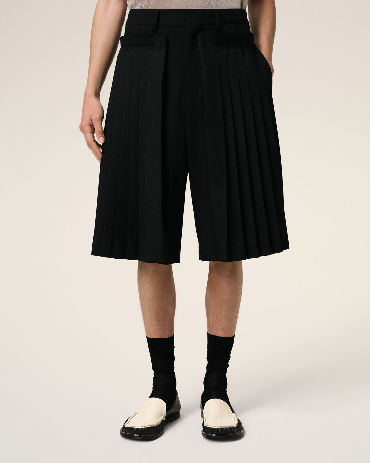 Black Leather Midi Loafers