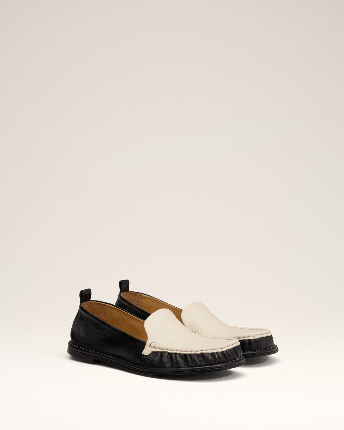 Black Leather Midi Loafers