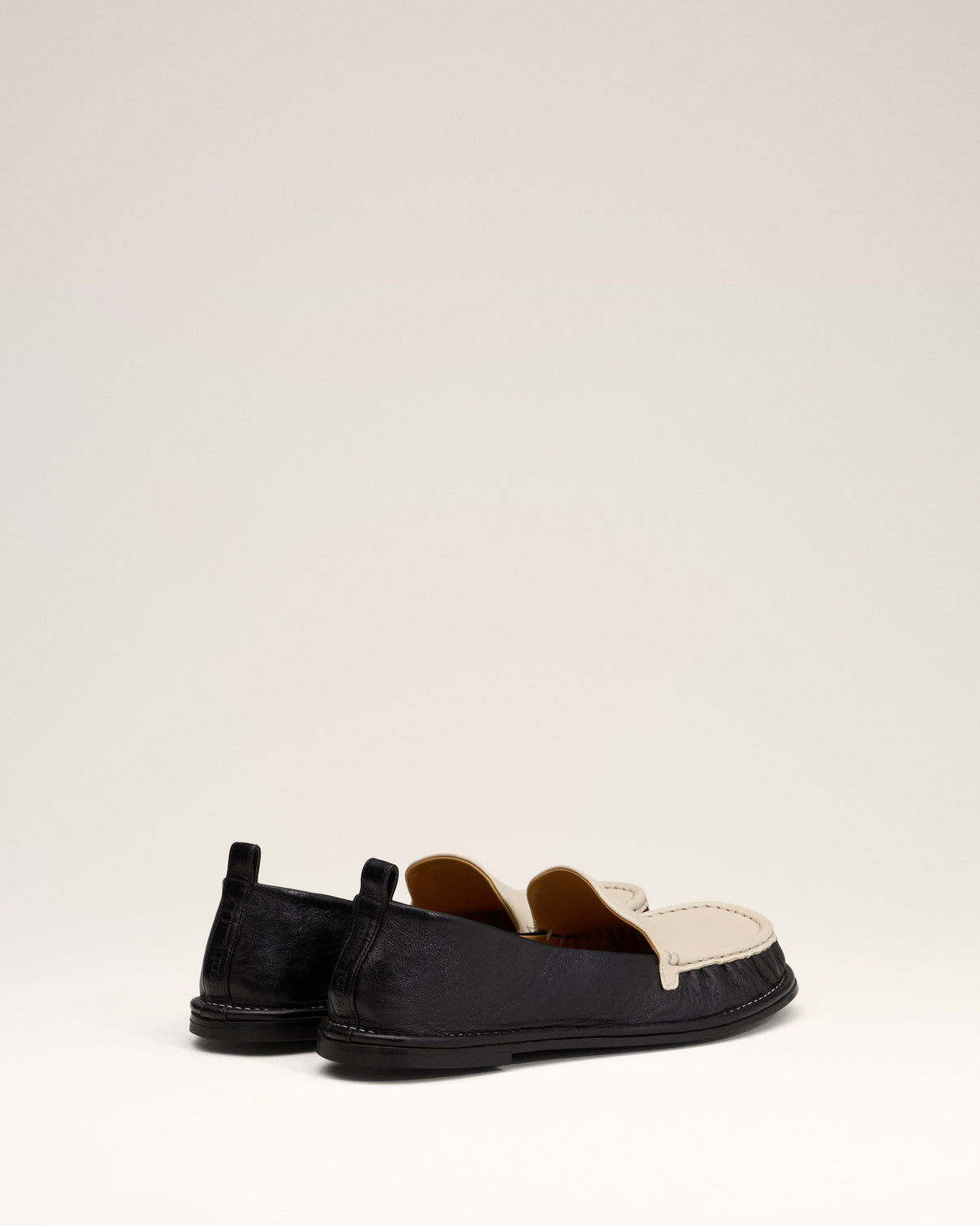 Black Leather Midi Loafers