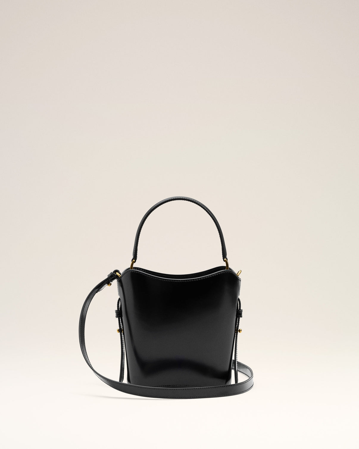 Black Leather Mini Paris Paris Bucket Bag