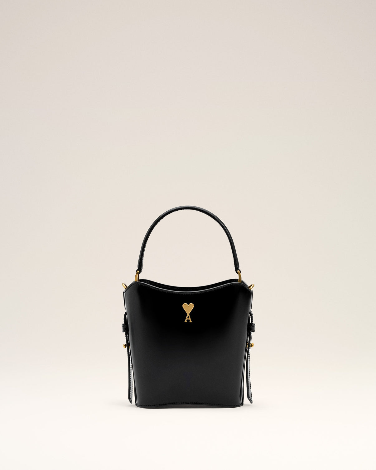 Black Leather Mini Paris Paris Bucket Bag