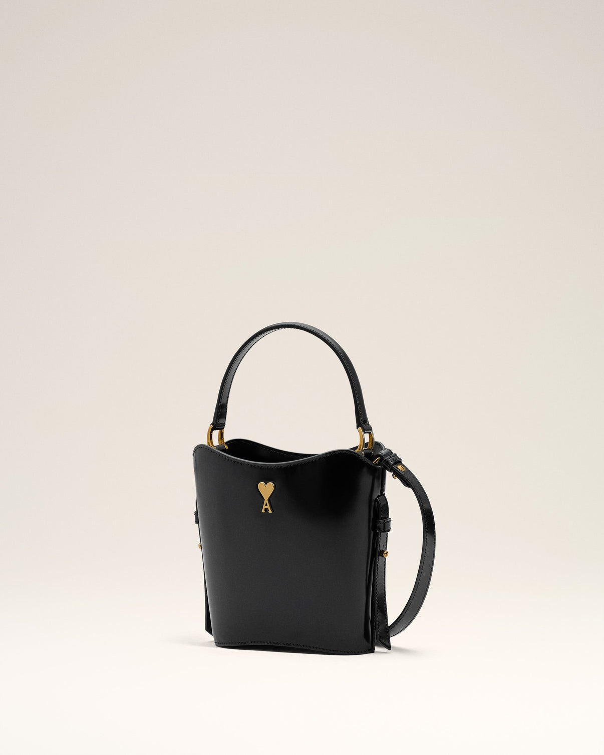 Black Leather Mini Paris Paris Bucket Bag