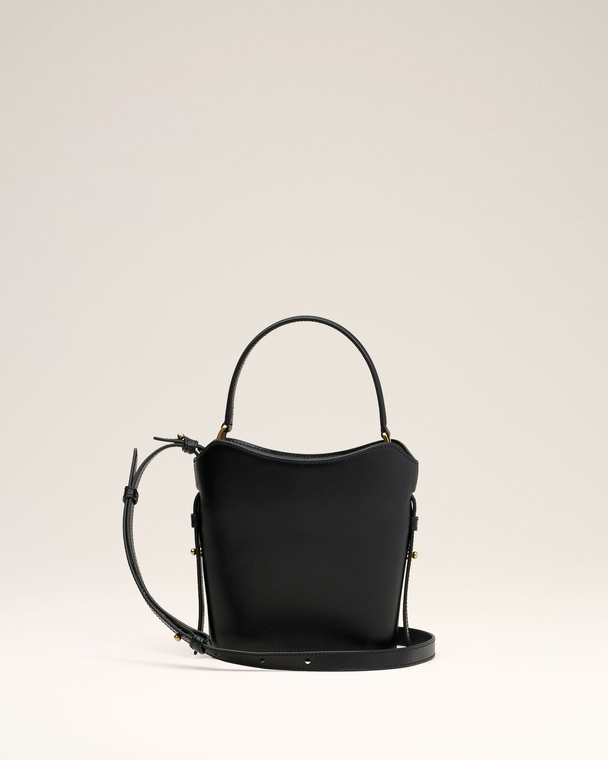Black Leather Mini Paris Paris Bucket Bag