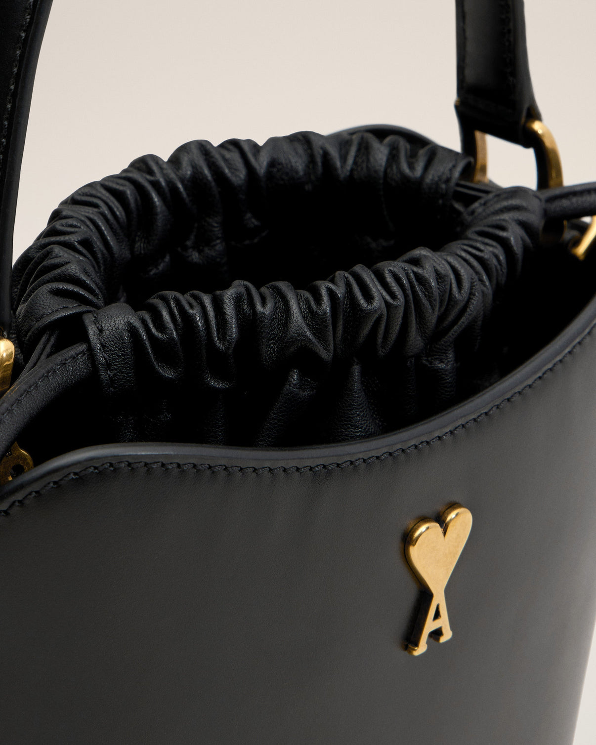 Black Leather Mini Paris Paris Bucket Bag