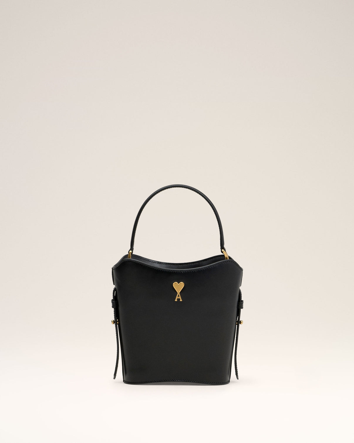 Black Leather Mini Paris Paris Bucket Bag