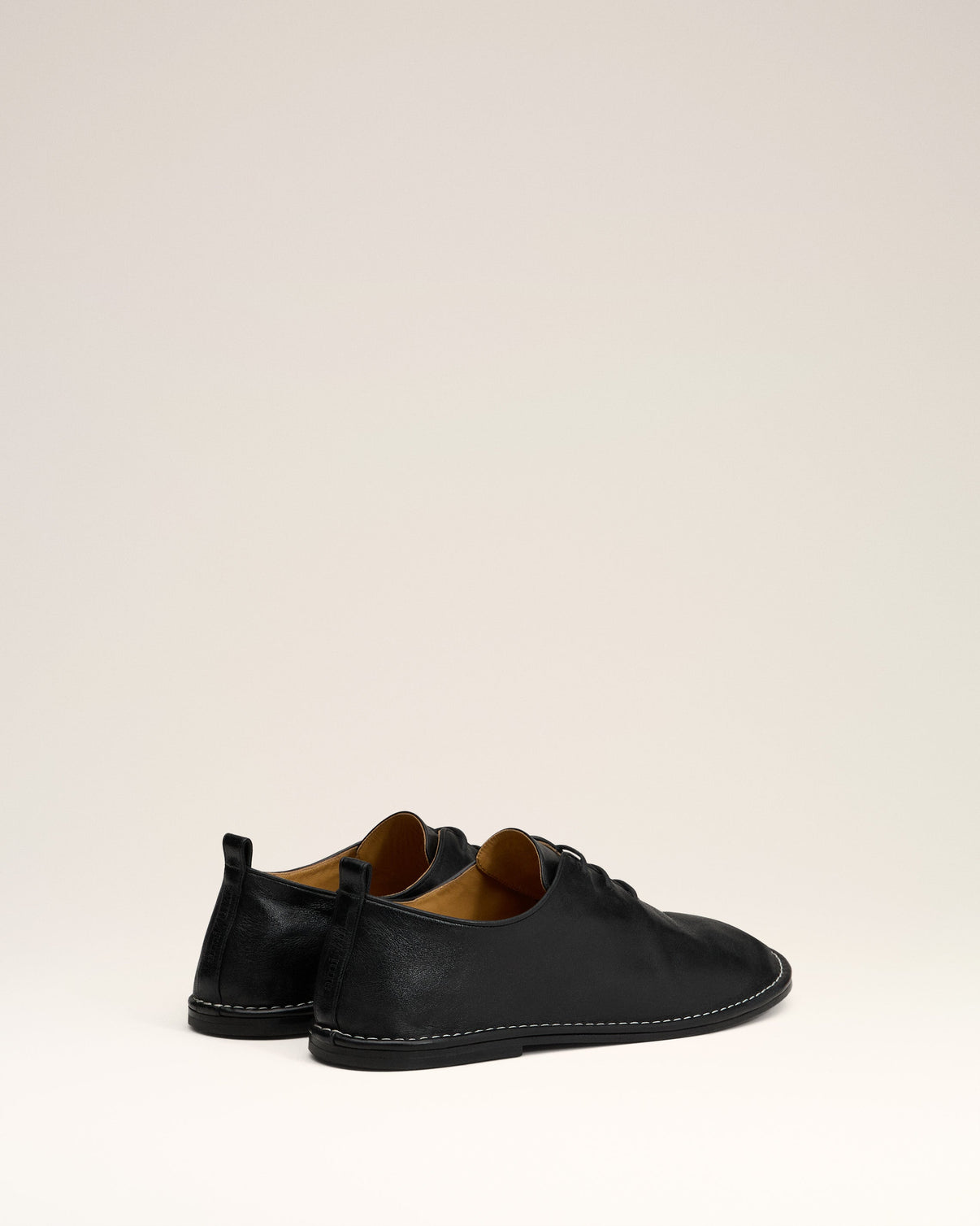Black Leather One Cut Shoes