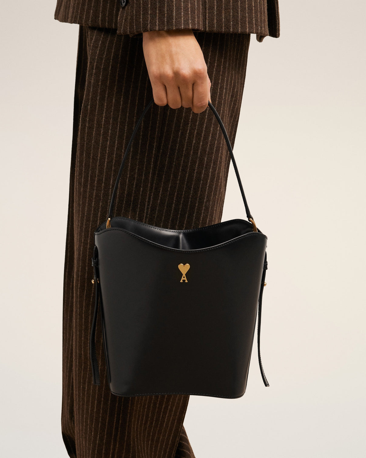 Black Leather Paris Paris Bucket Bag