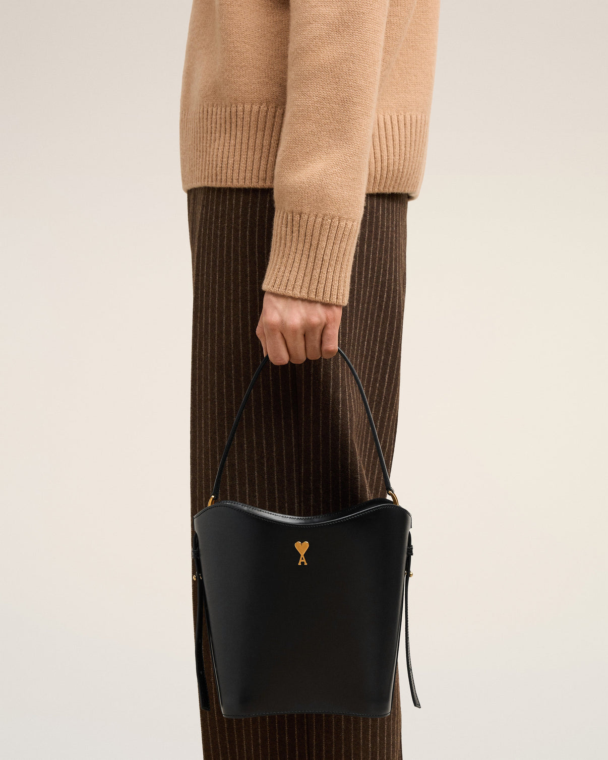 Black Leather Paris Paris Bucket Bag