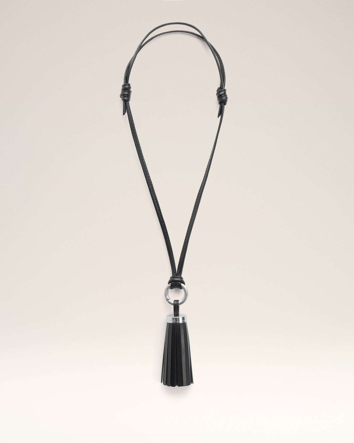 Black Leather Pompom Keyring