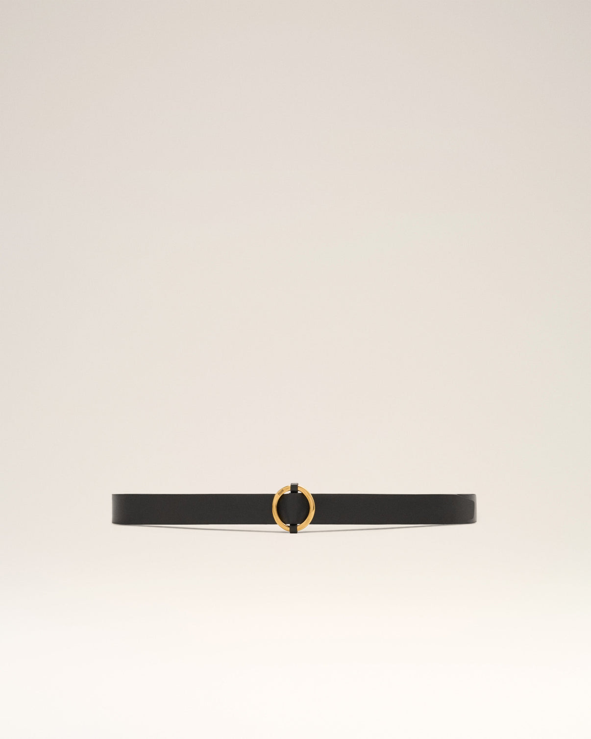 Black Leather Round Buckle Belt