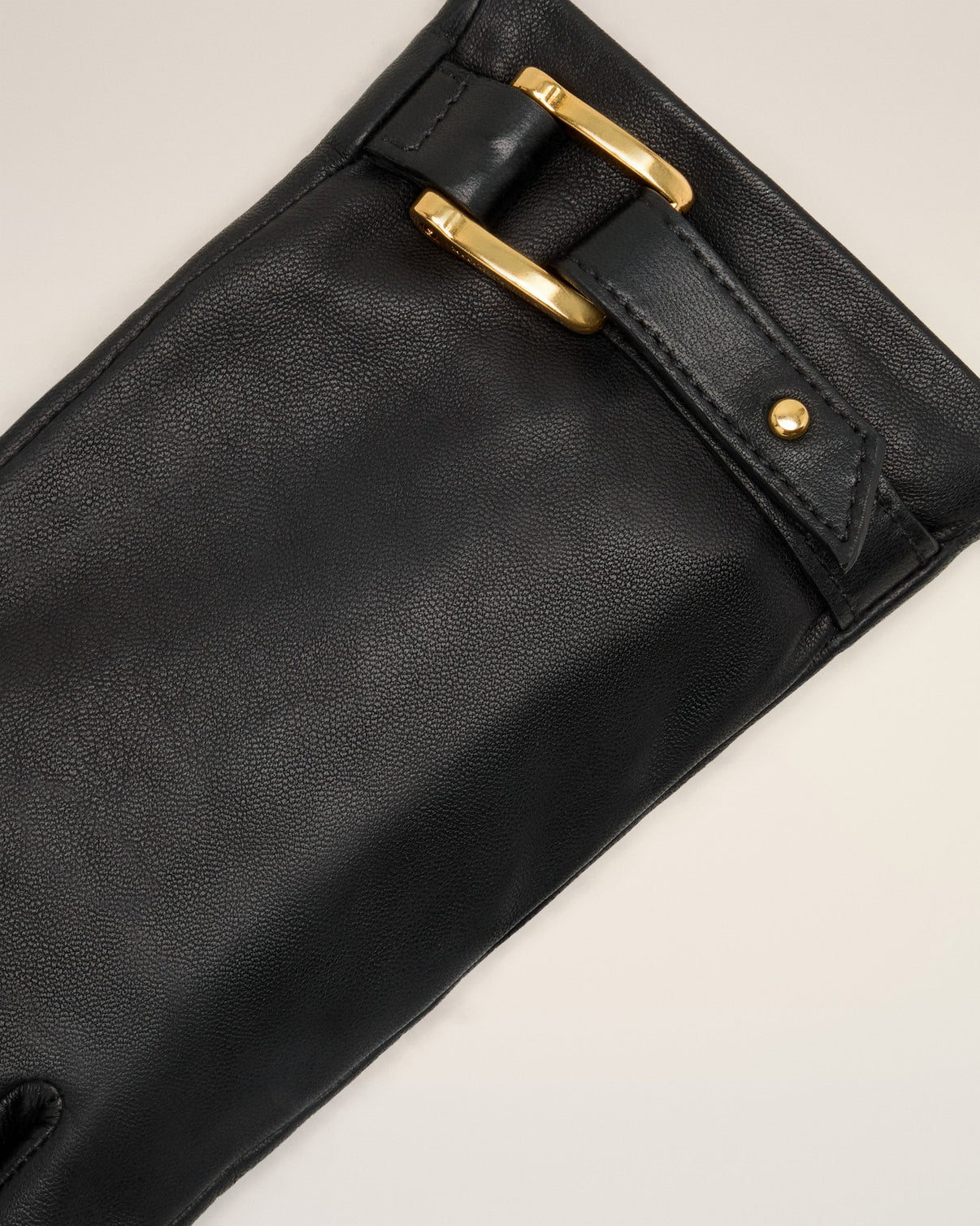 Black Leather Strap Detail Gloves