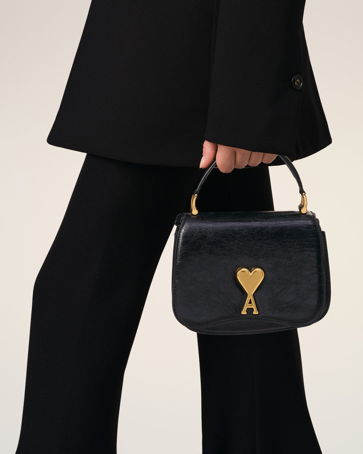 Black Leather Top Handle Paris Paris Bag