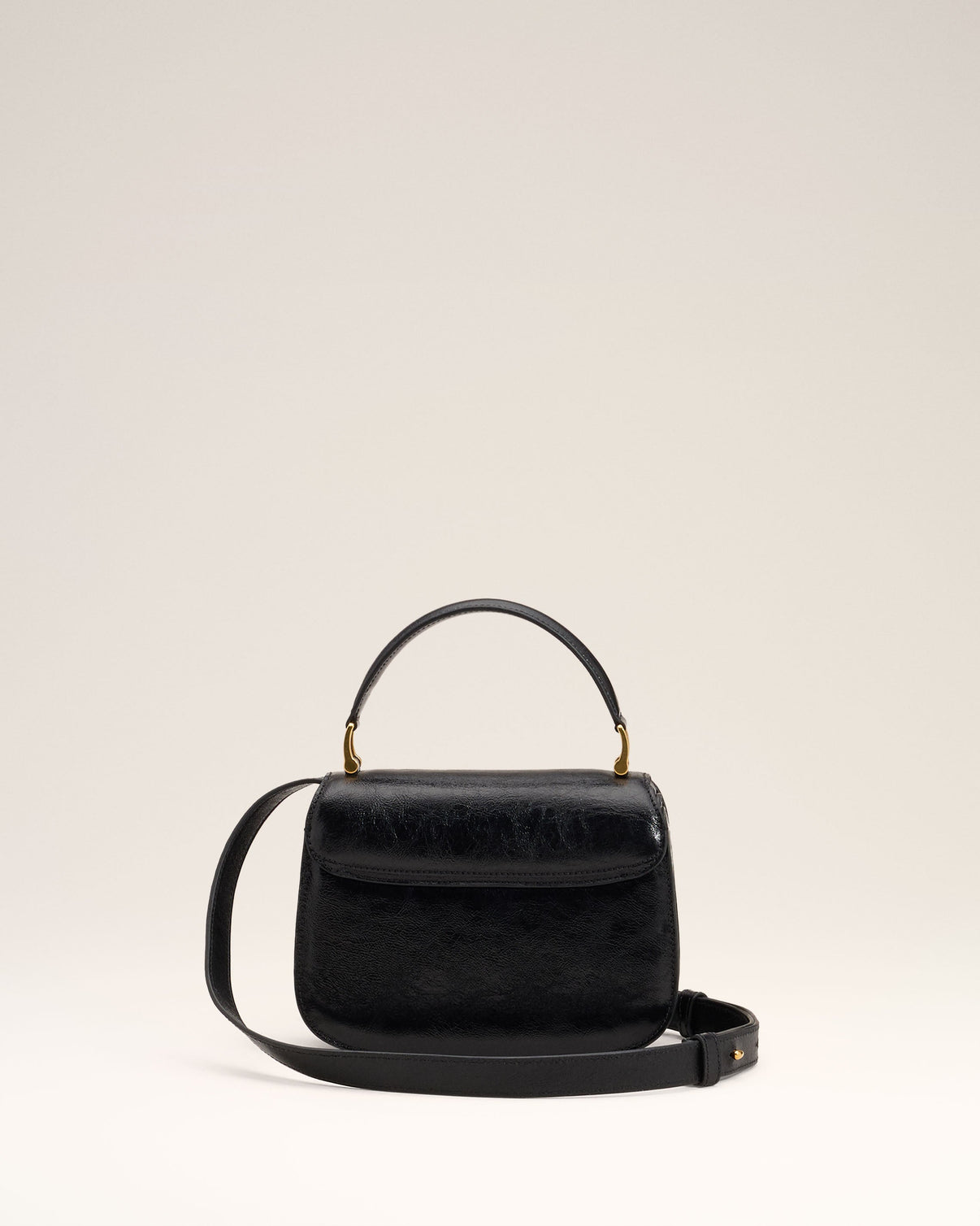 Black Leather Top Handle Paris Paris Bag