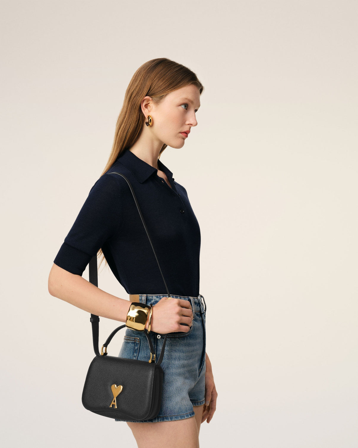 Black Leather Top Handle Paris Paris Bag