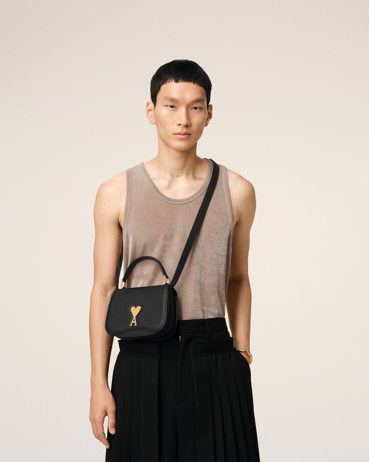 Black Leather Top Handle Paris Paris Bag