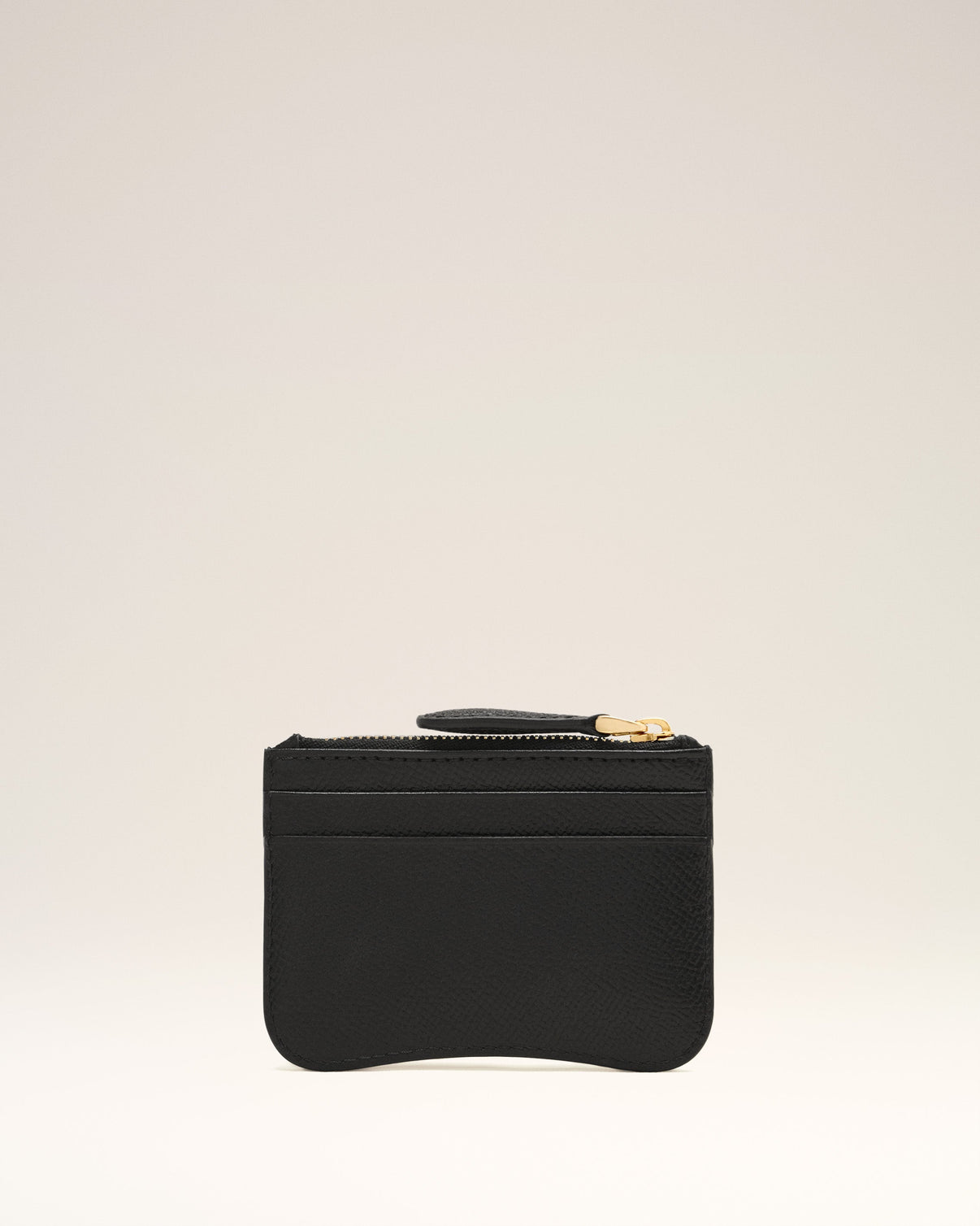 Black Leather Zipped Card Holder