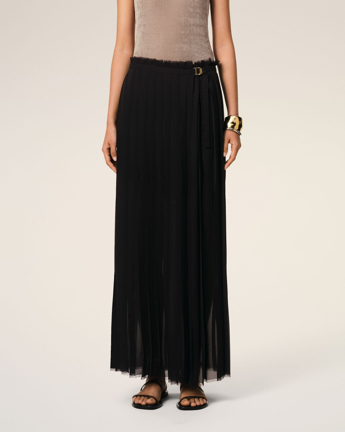 Black Long Pleated Skirt