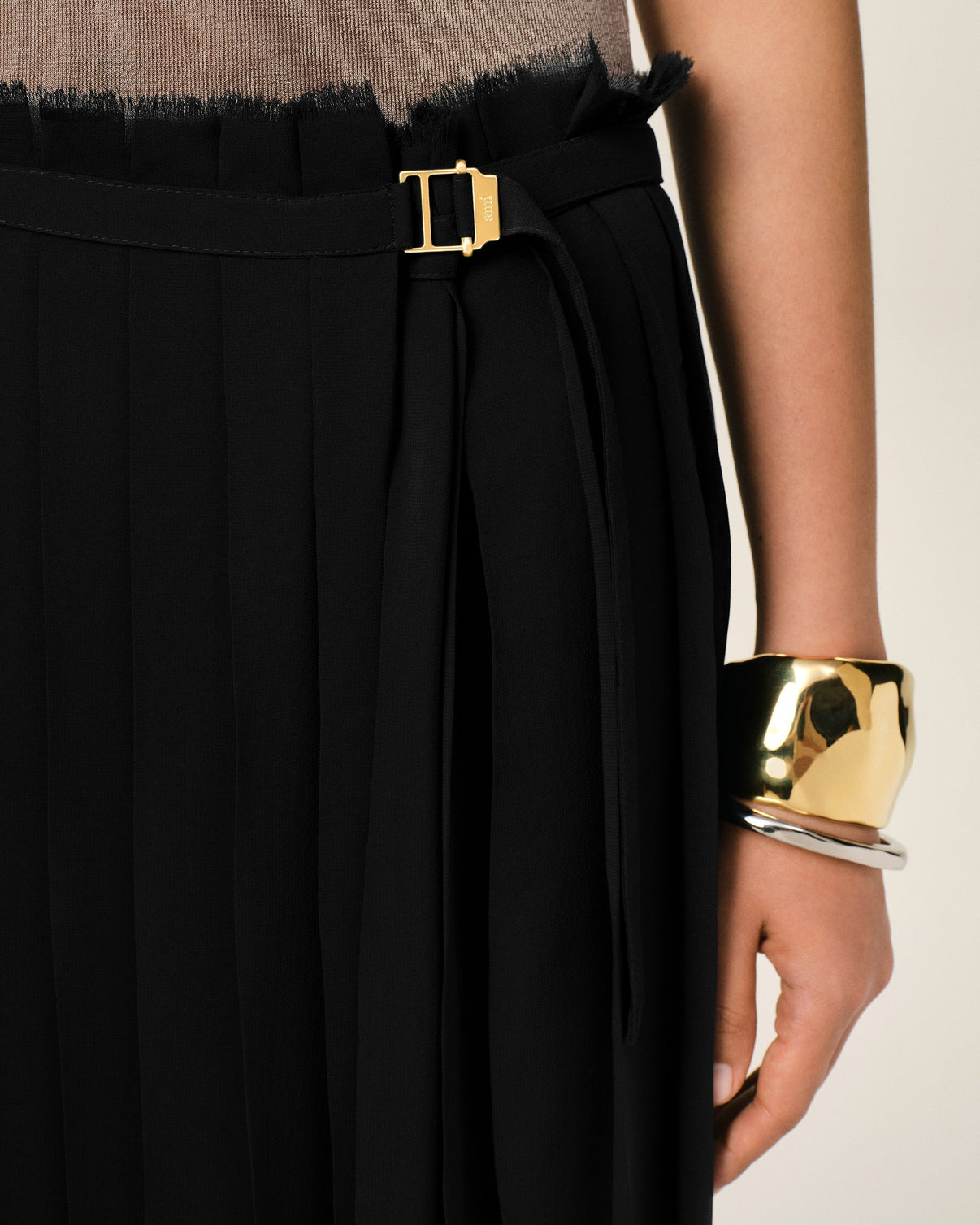 Black Long Pleated Skirt