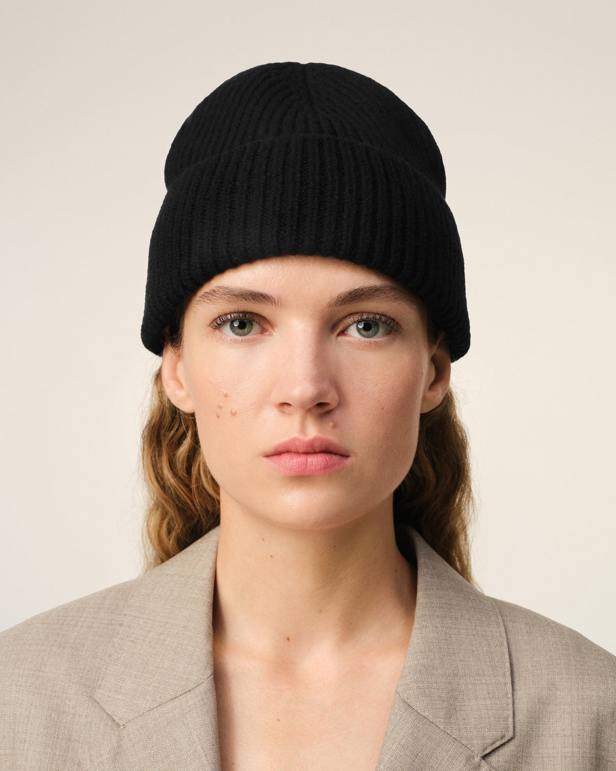 Black Merino Wool Beanie