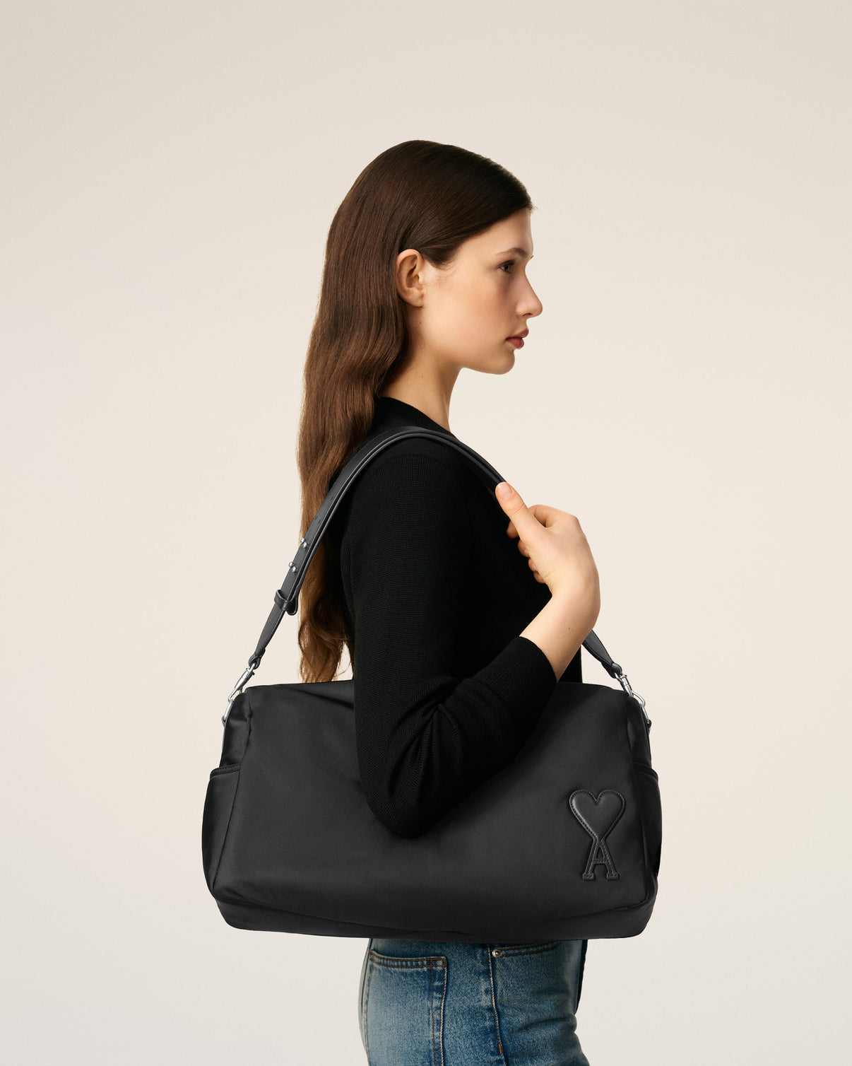 Black Nylon Canvas Large Marcel Backpack