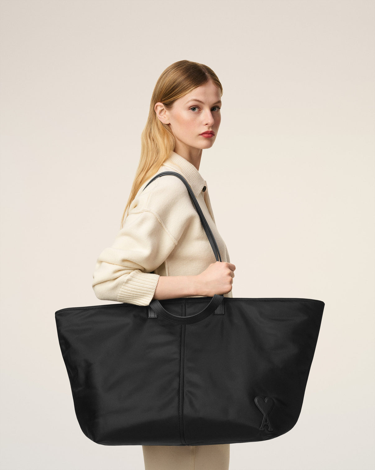 Black Nylon Canvas Marcel Shopping Bag