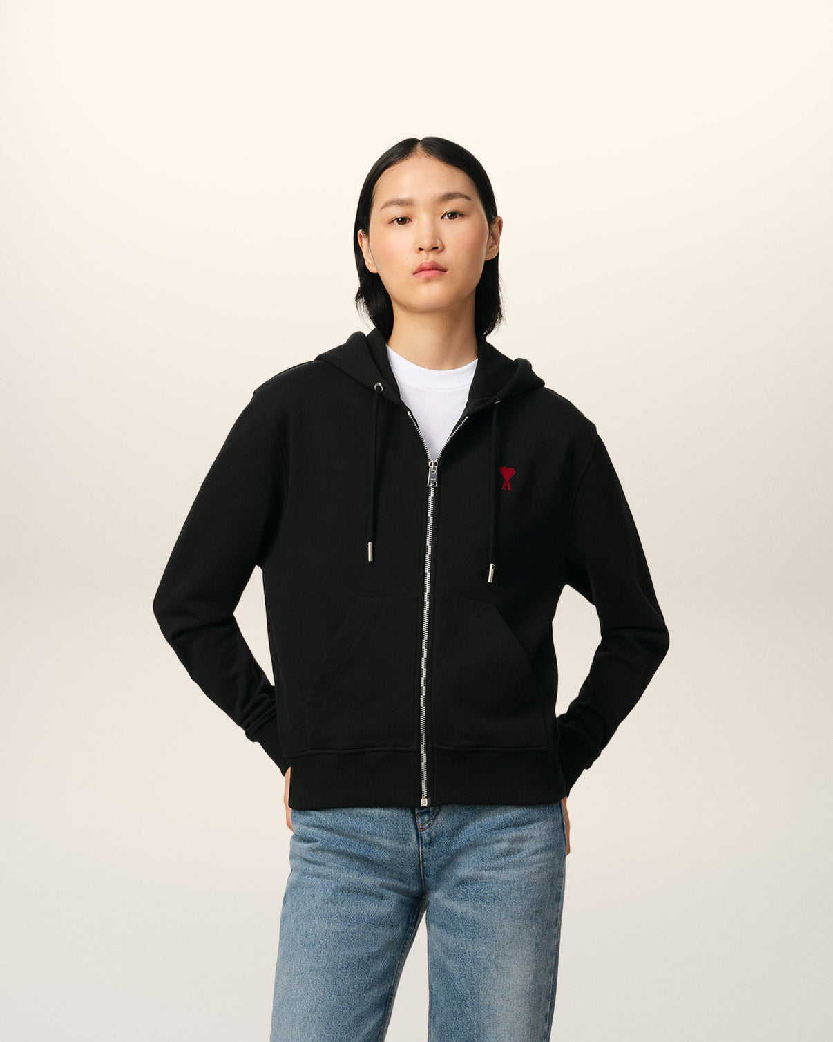 Black Organic Cotton Zipped Hoodie