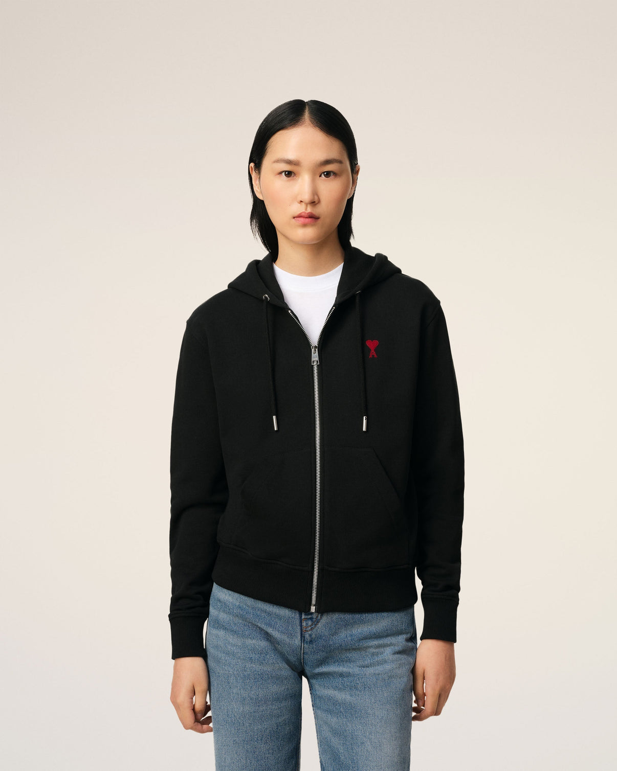 Black Organic Cotton Zipped Hoodie