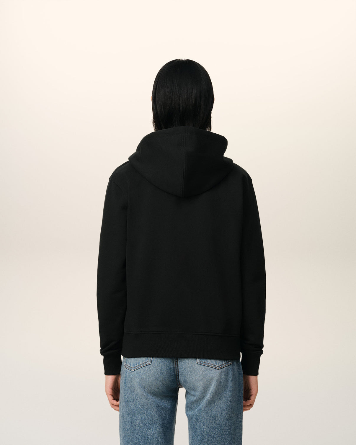 Black Organic Cotton Zipped Hoodie