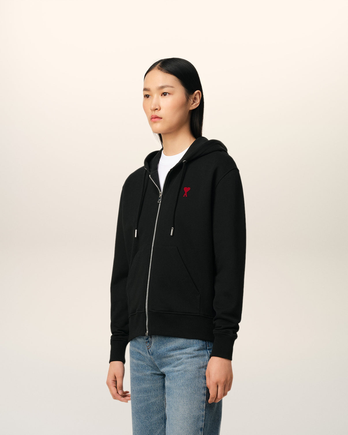 Black Organic Cotton Zipped Hoodie