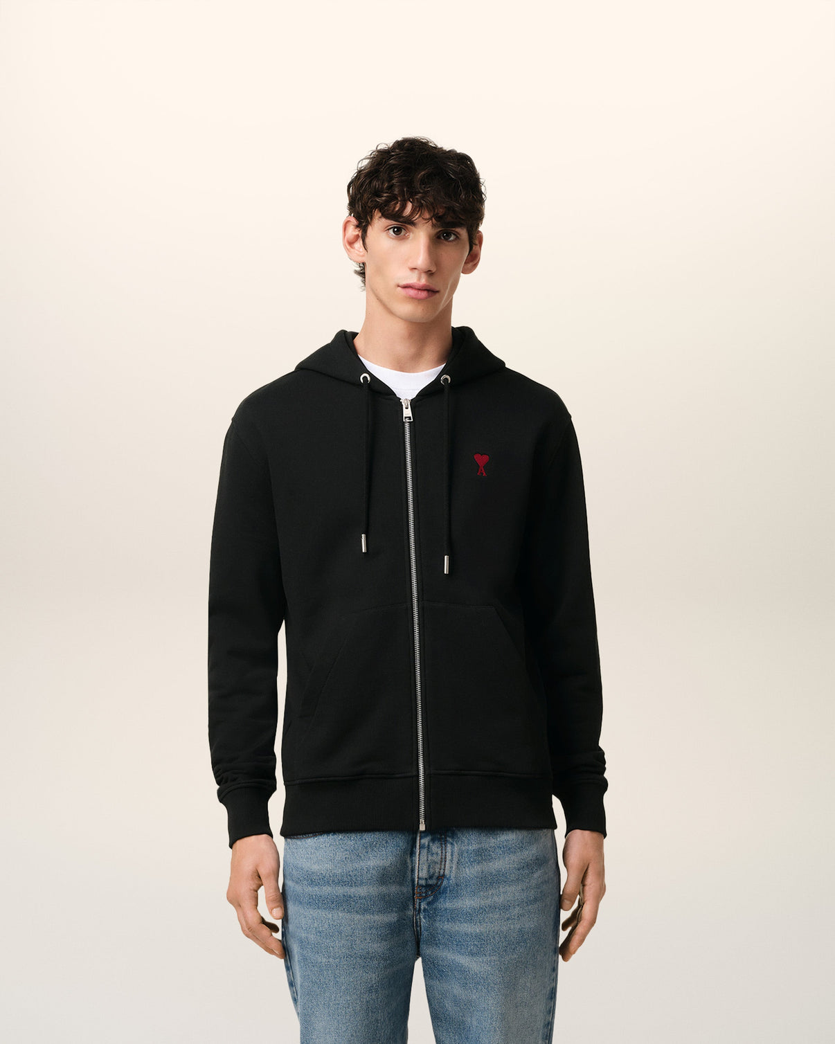 Black Organic Cotton Zipped Hoodie