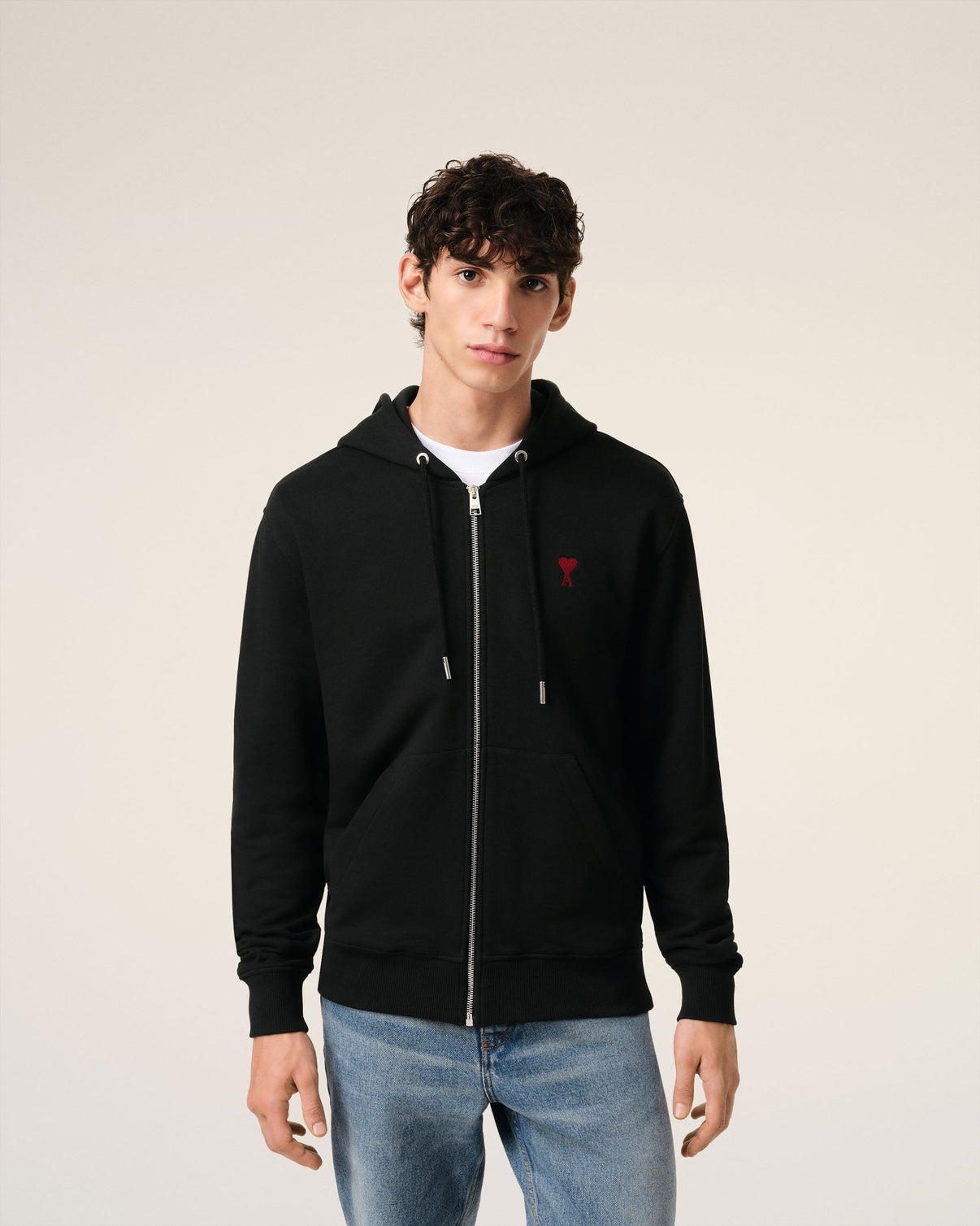 Black Organic Cotton Zipped Hoodie