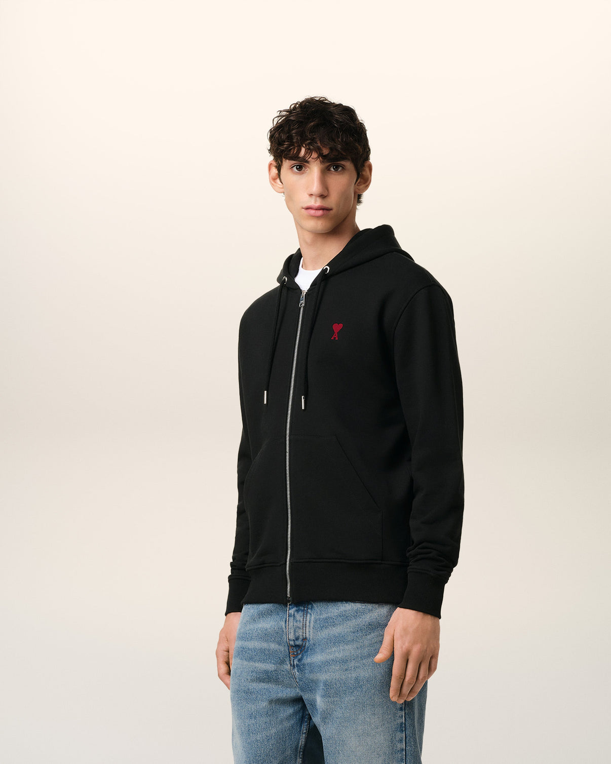 Black Organic Cotton Zipped Hoodie