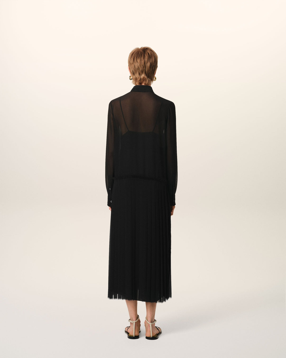 Black Pleated Midi Dress