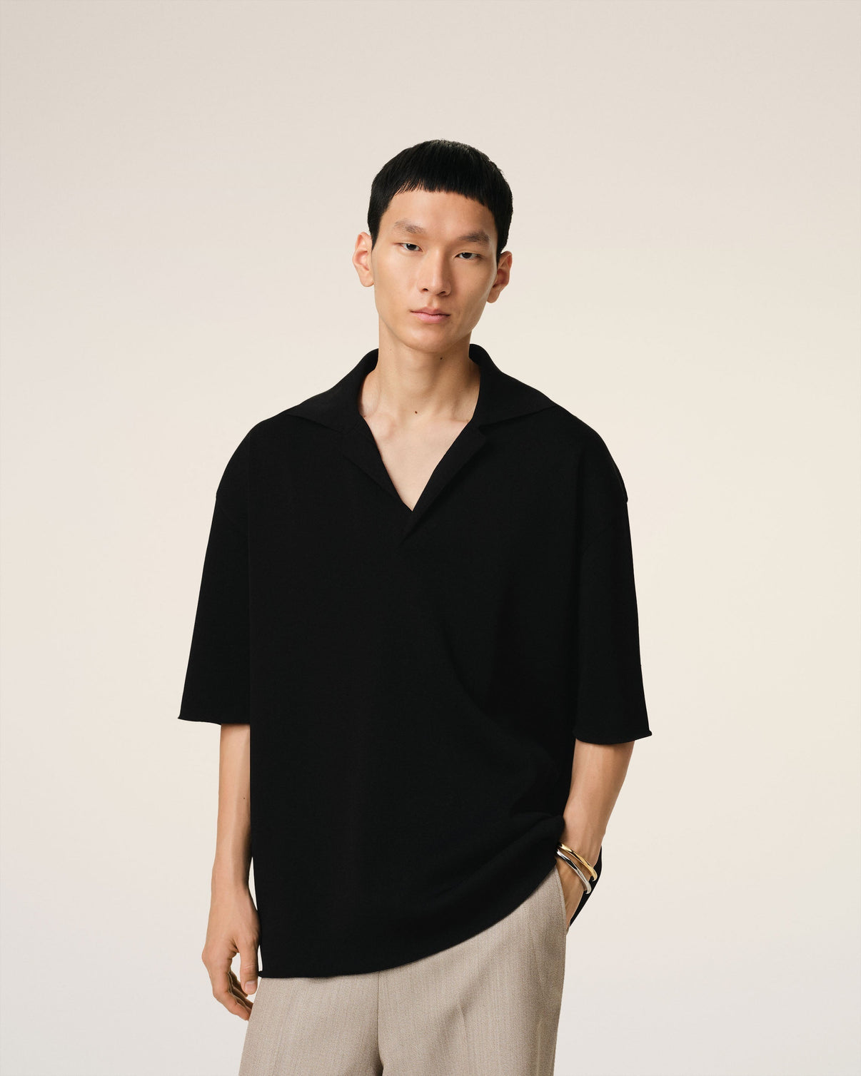 Black Short Sleeve Polo