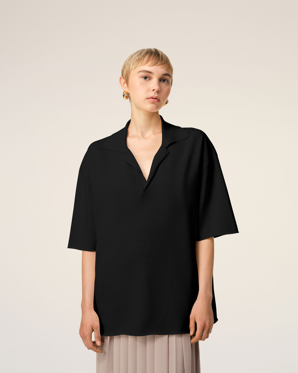 Black Short Sleeve Polo