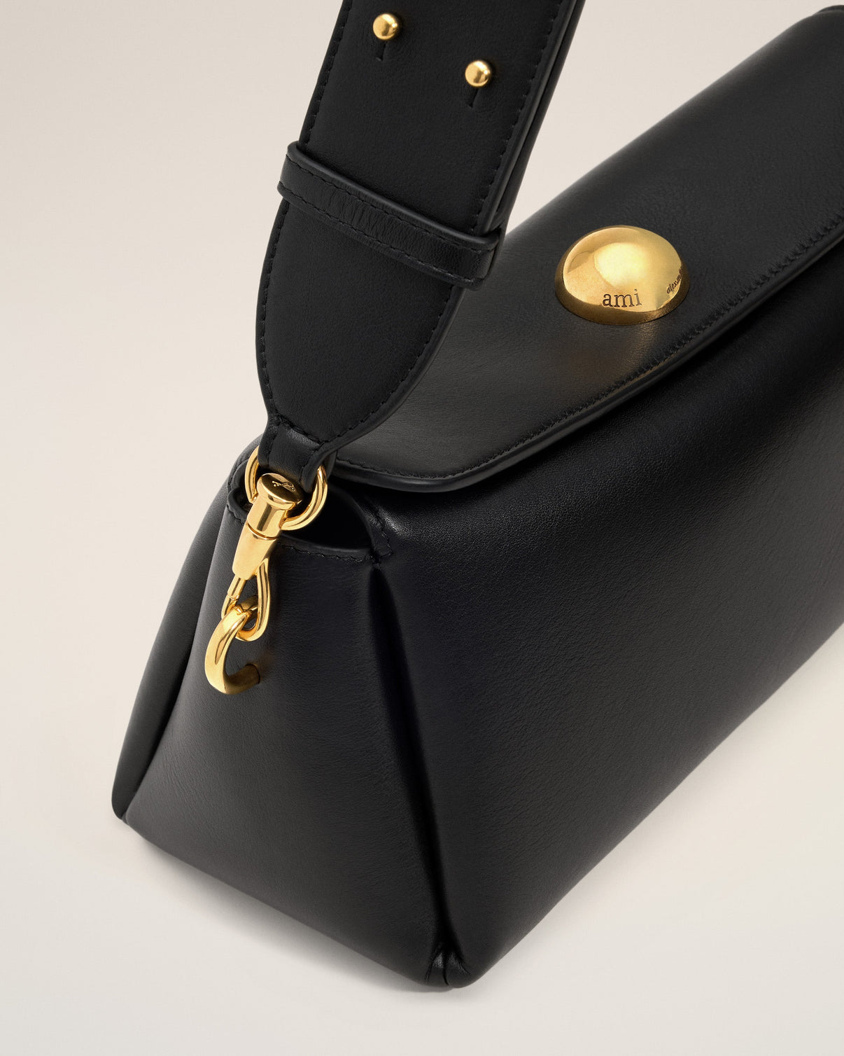Black Smooth Leather Carrousel Bag
