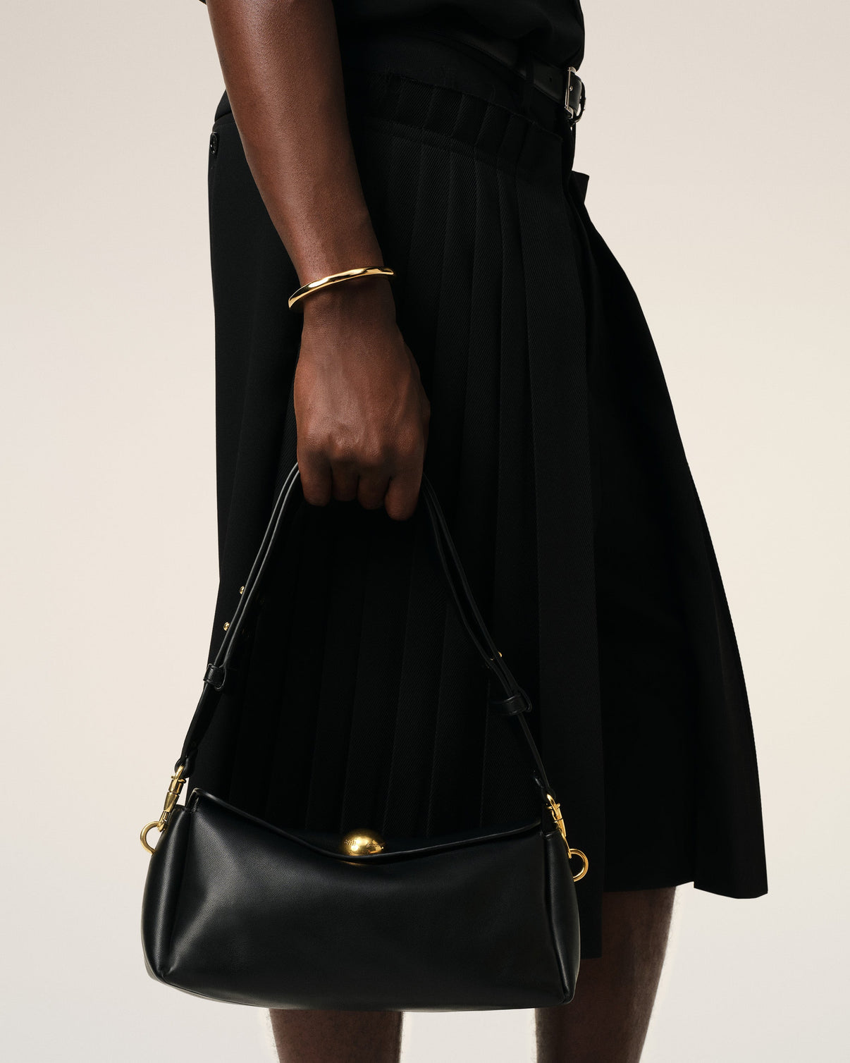 Black Smooth Leather Carrousel Bag