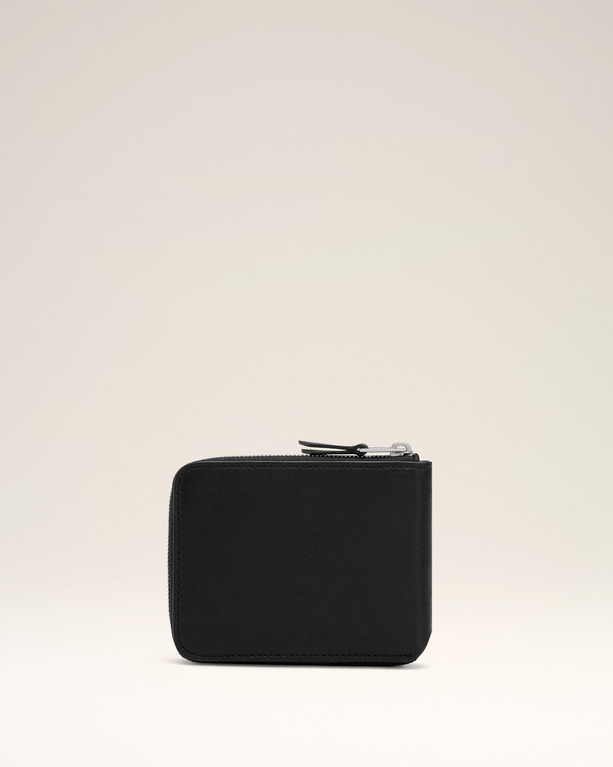 Black Smooth Leather Compact Wallet