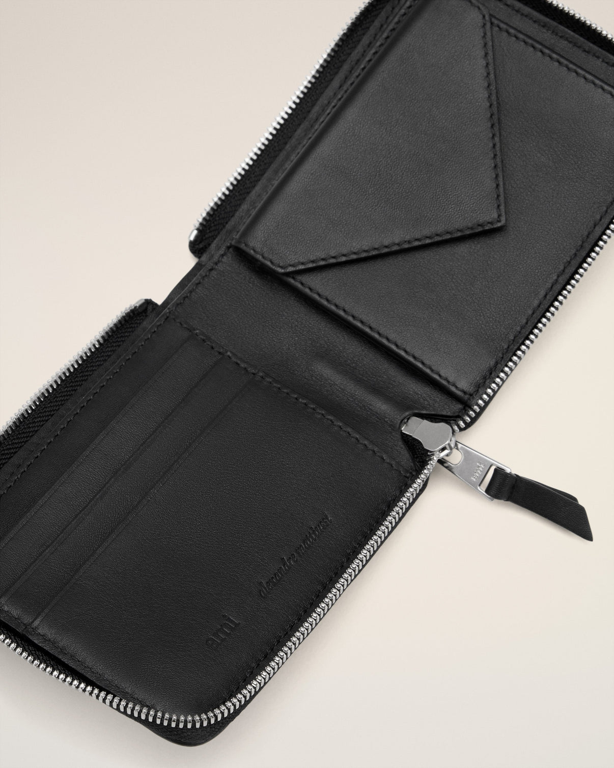 Black Smooth Leather Compact Wallet