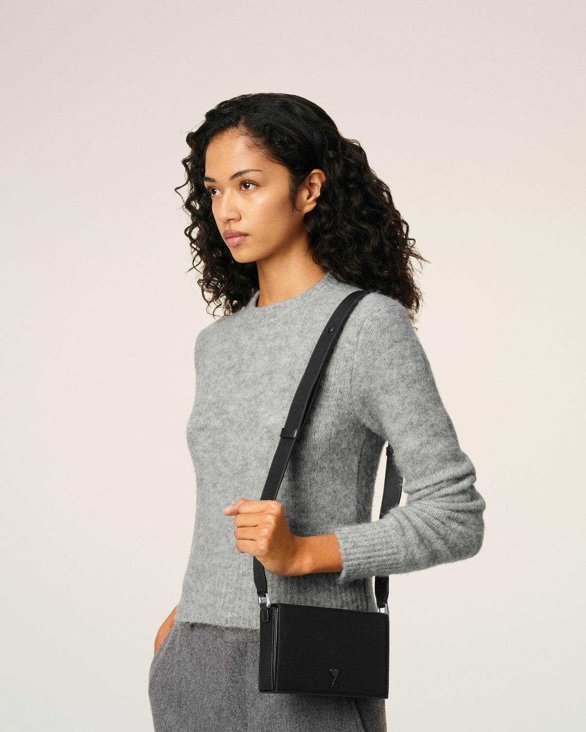 Black Smooth Leather Lunch Box Bag
