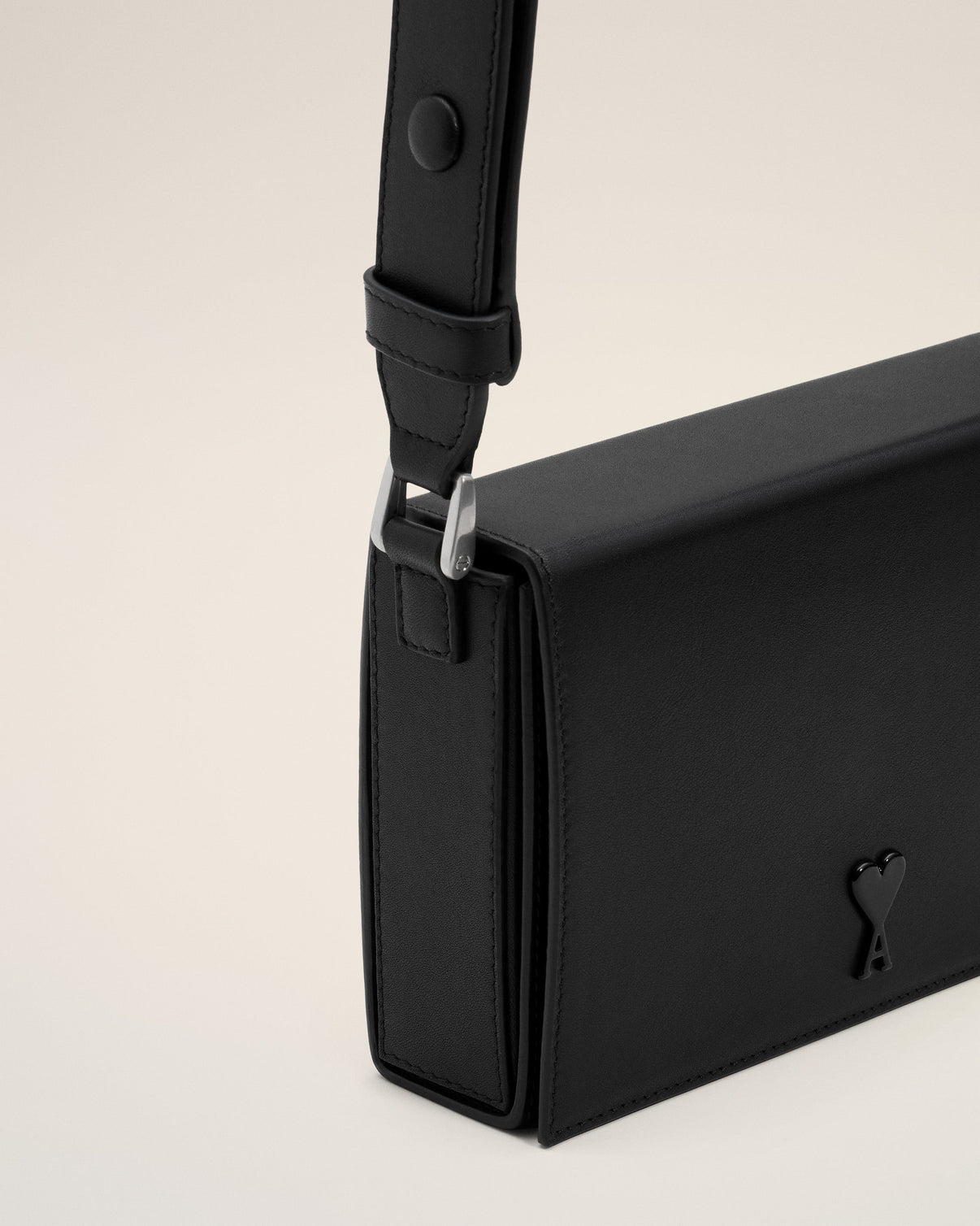 Black Smooth Leather Lunch Box Bag