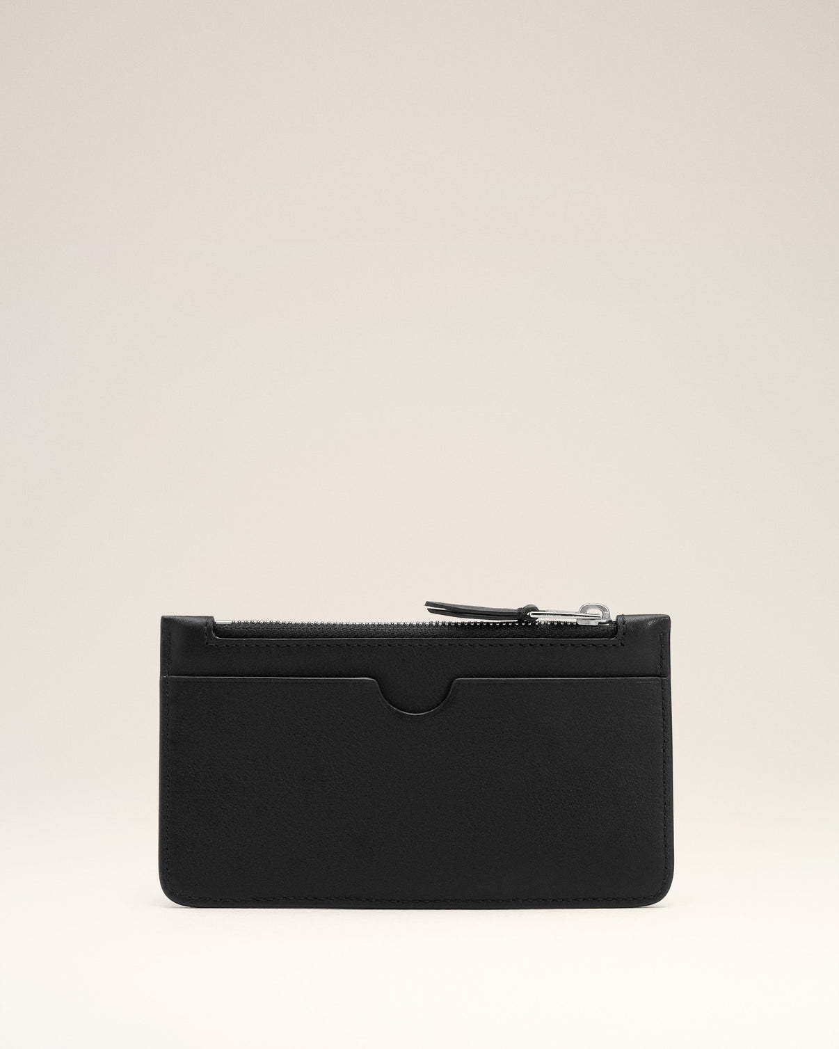 Black Smooth Leather Zipped Card Holder