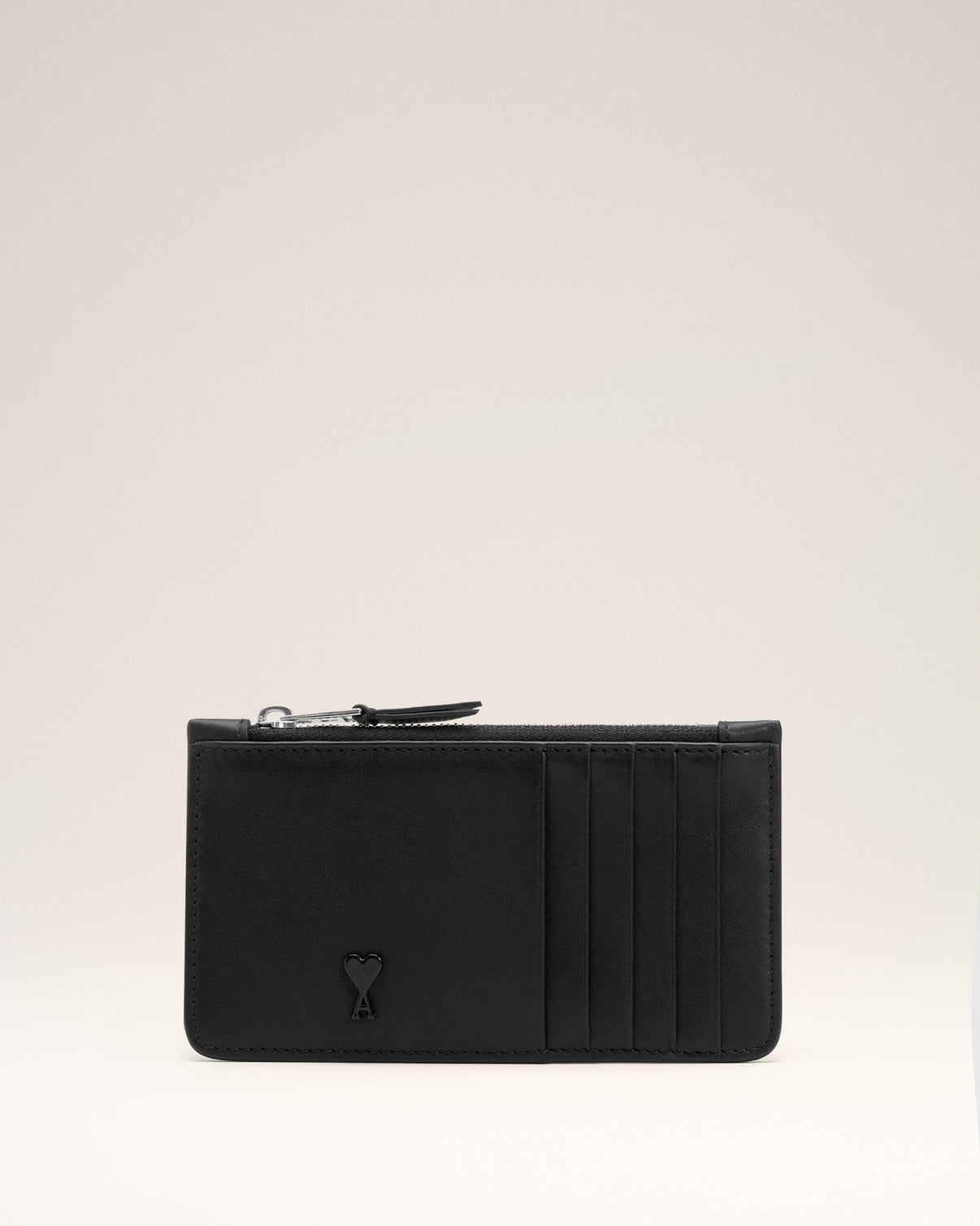 Black Smooth Leather Zipped Card Holder